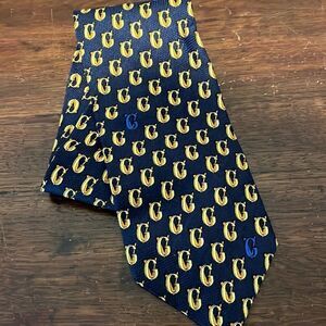 Gianni Versace GV logo beautiful Italian blue print Italy silk men’s neck tie